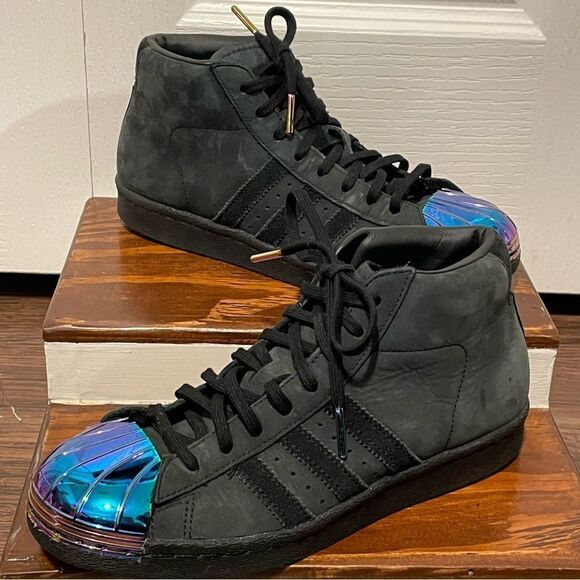 Adidas Pro Model Suede Superstar Metal Toe Midtop Sneakers Shoes Black Size 6.5 - Picture 2 of 11